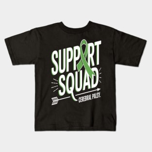 Support Squad Cerebral Palsy Awareness CP Green Ribbon Kids T-Shirt